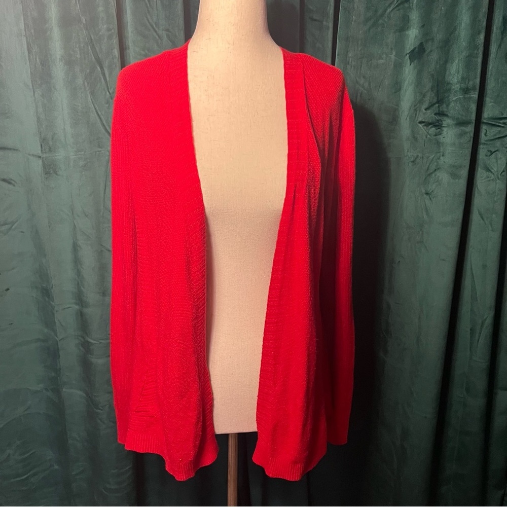 Skies Are Blue Red Soft Cardigan with Pockets - Picture 2 of 7